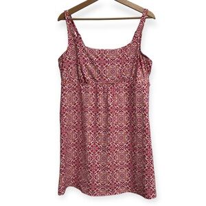 Lands’ End Block Print Mini Swim Dress Tankini Top